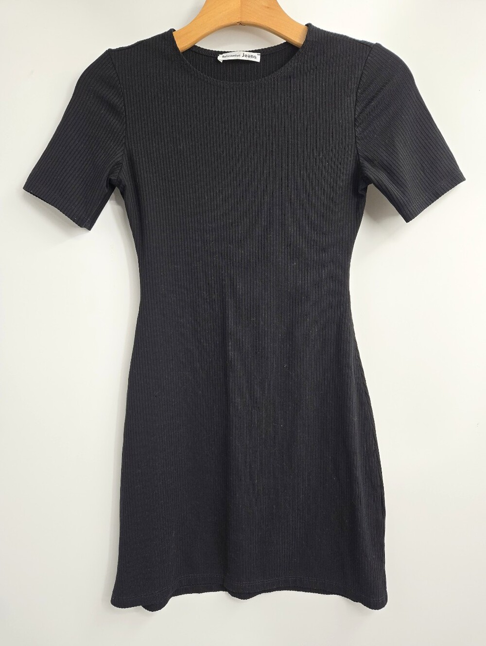 Reformation Jeans Kendy Black  Bodycon Mini Dress Short Sleeves - Picture 2 of 11